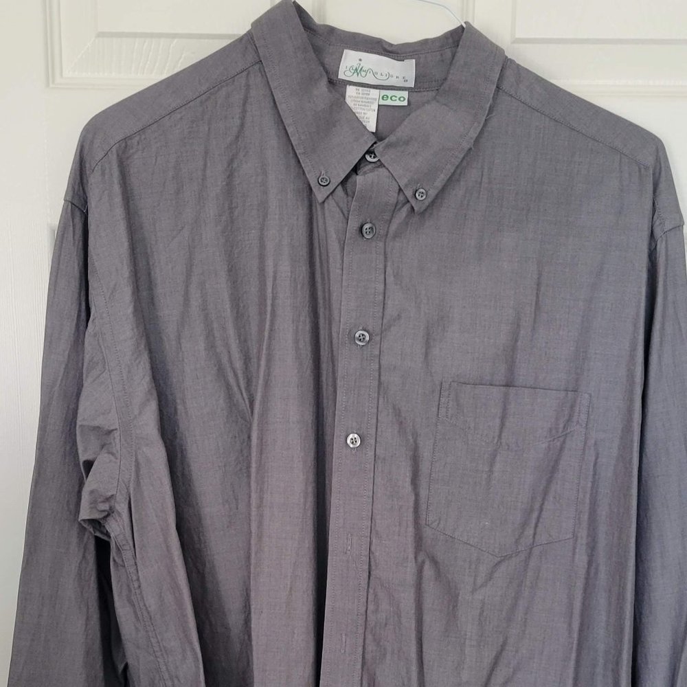 Men's Dress Shirt, Grey with Oxford Collar